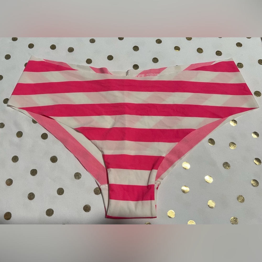 VS Pink/White striped cheeky panty. Size L 💕